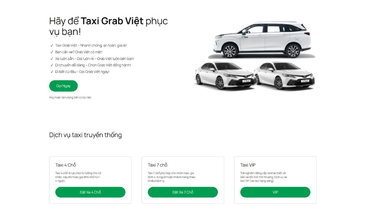 Taxi Grab Việt: Dịch vụ gọi xe tiện lợi, có ngay tại Trảng Bom, Đồng Nai